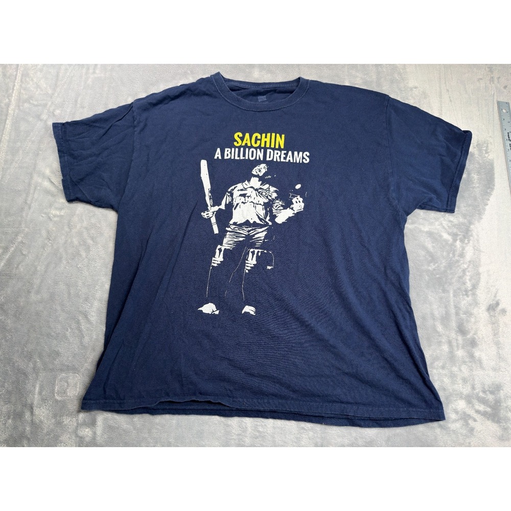 Hanes Sachin A Billion Dreams T Shirt Mens XL Navy Graphic Heavyweight Cotton
